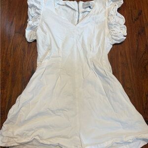 Elegant White Ruffle Sleeve Romper